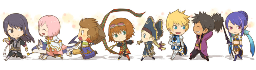 black_eyes, black_hair, blonde_hair, blue_eyes, blue_hair, braid, brown_hair, cha_kuro_(limo)