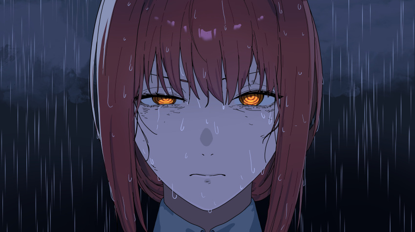 1girl, @_@, absurdres, ashamutoki, chainsaw_man, closed_mouth, clouds, commentary