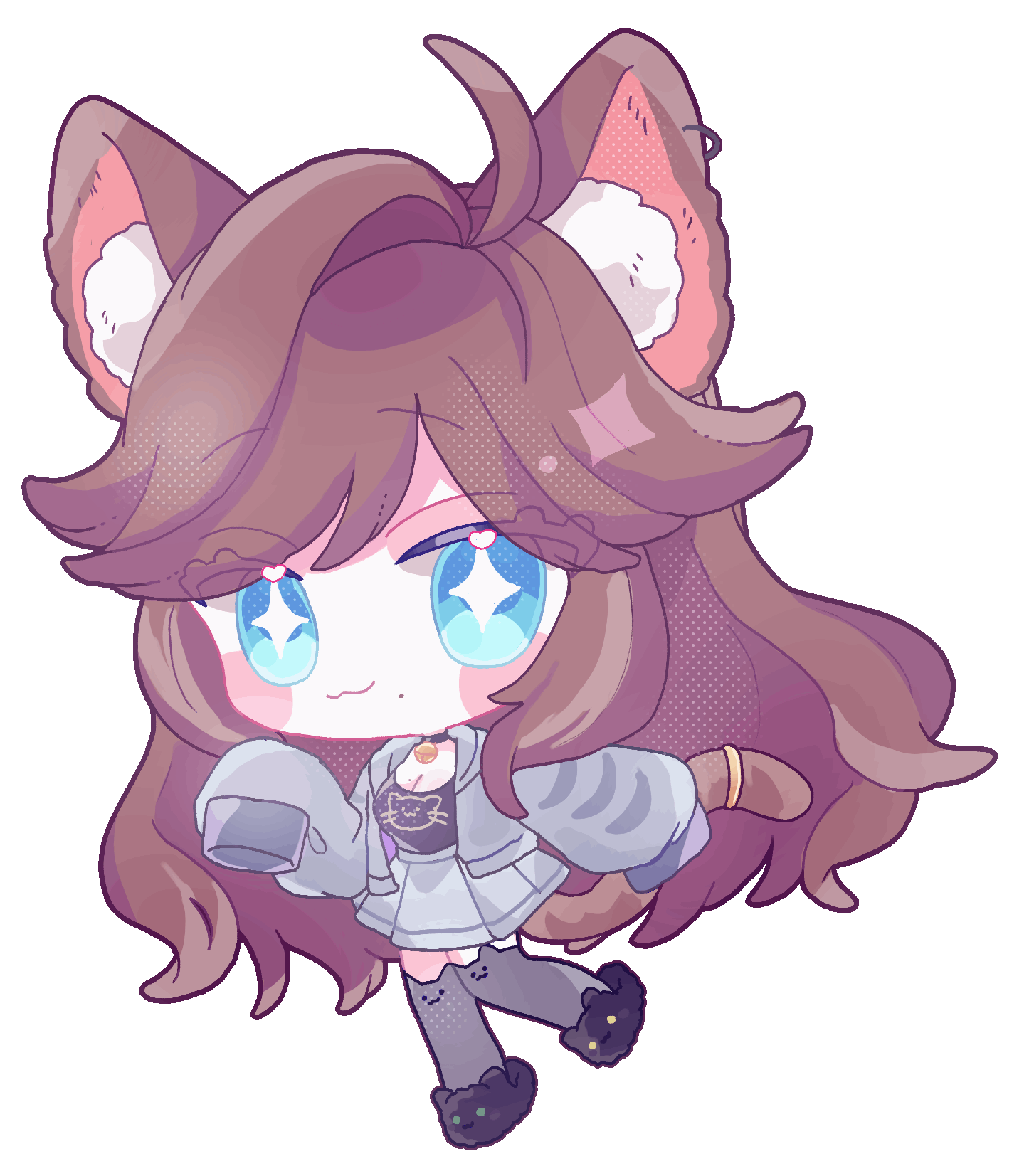 +_+, 7gatutrpg, animal_ears, bell, blue_eyes, brown_hair, cat_ears, chelzor_the_destroyer