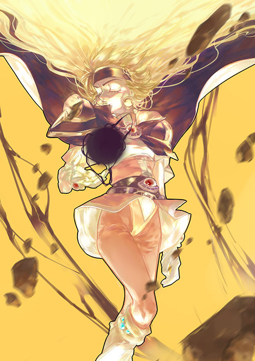 1girl, armor, black_headband, boots, cape, casting_spell, circlet, cosplay, earrings, ene_(ike1001), gloves, headband, jewelry, lina_inverse, lina_inverse_(cosplay), long_hair, magic, magical_girl, non-web_source, orange_hair, pauldrons, shoulder_armor, slayers, slayers_next, slayers_try, solo, spell, sphere_earrings