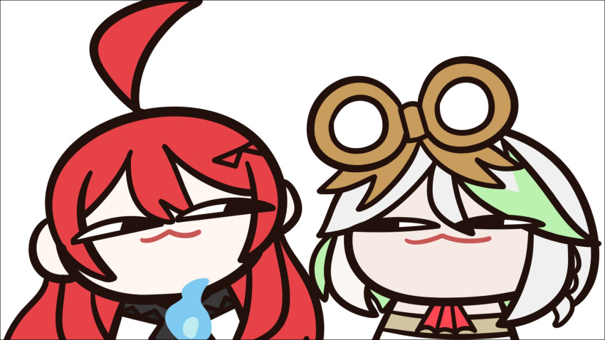 2girls, :3, ahoge, ascot, black_eyes, blue_fire, cecilia_immergreen, cecilia_immergreen_(1st_costume)