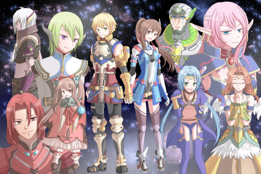 animal_ears, armor, arumat_p._thanatos, bacchus_d-79, bangs, blonde_hair, blue_eyes, blue_hair