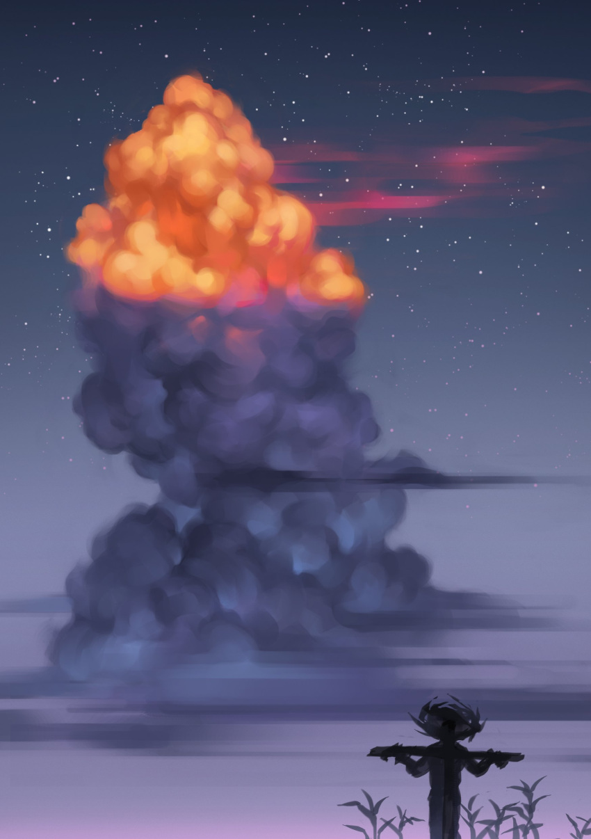 1boy, absurdres, blue_sky, clouds, commentary, cumulonimbus_cloud, english_commentary, highres