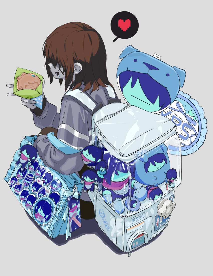 1other, :d, backpack, badge, bag, blue_bag, brown_hair, button_badge