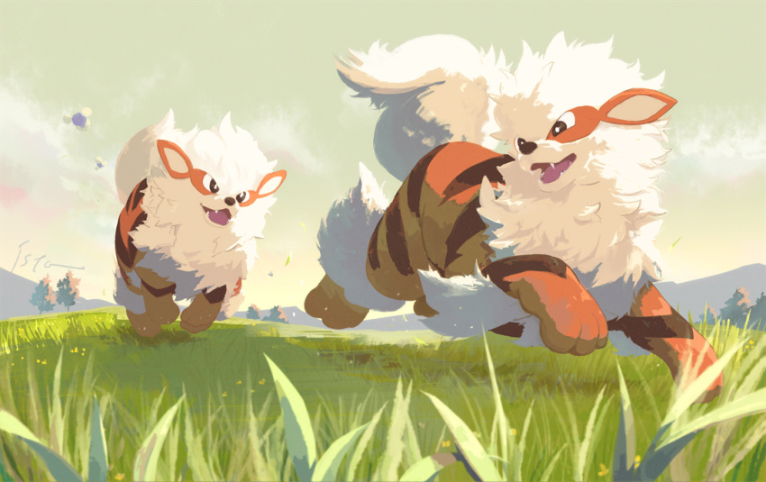 animal_focus, animal_hands, arcanine, dog, fangs, fluffy, full_body, isutai