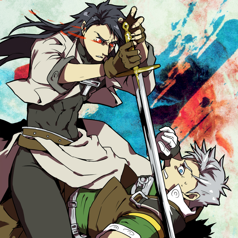 2boys, battle, belt, black_hair, blue_eyes, castlevania, castlevania:_circle_of_the_moon, fingerless_gloves