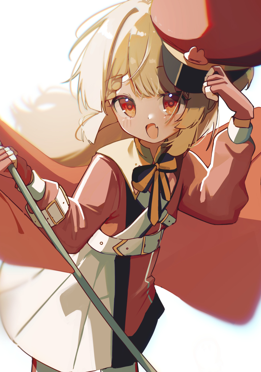 1girl, :d, absurdres, aoi_(swoi_ekk), belt, blonde_hair, blush, braid