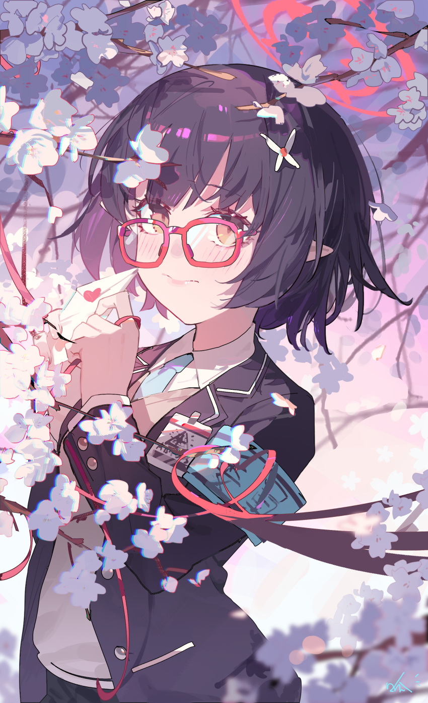 1girl, absurdres, armband, ayane_(blue_archive), bilibalakonglijiwa, black_hair, black_jacket, blue_archive