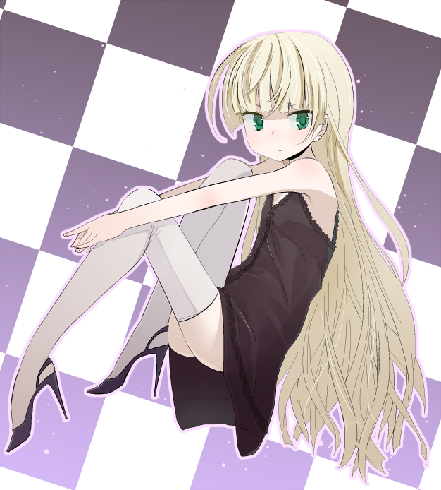 datsuryokugen, dress, gosick, green_eyes, high_heels, long_hair, shoes, thigh-highs