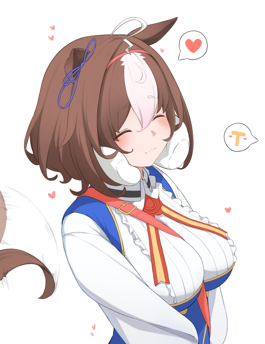 1girl, :3, absurdres, animal_ears, astra_chichi, between_breasts, breasts, brown_hair