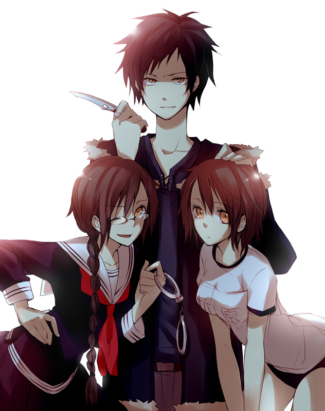 black_hair, braid, breasts, brown_hair, buruma, coat, cuffs, durarara!!