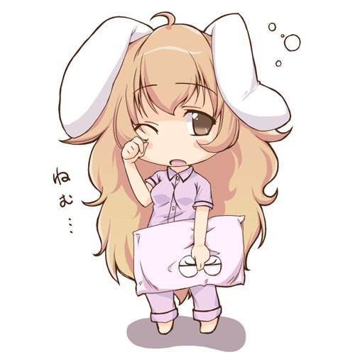 animal_ears, blush_stickers, brown_eyes, brown_hair, bunny_ears, chibi, child, glasses