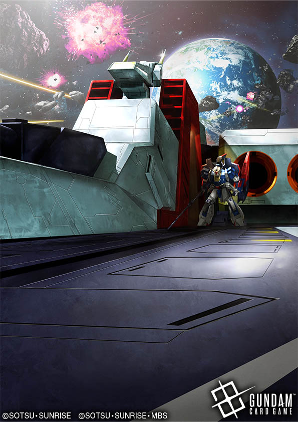 aeug, argama, asteroid, battle, beam_rifle, commentary_request, copyright_notice, debris