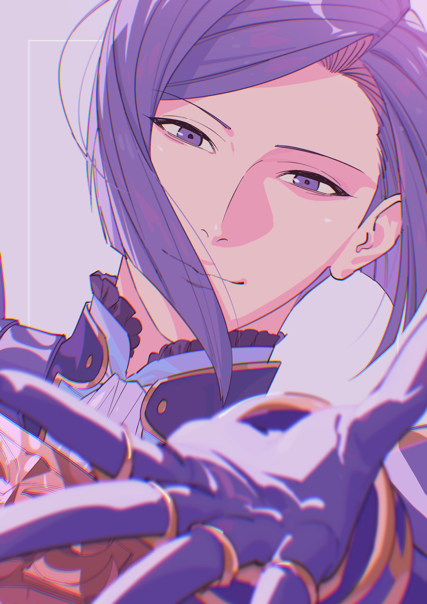 1boy, ascot, collared_shirt, commentary, dutch_angle, fire_emblem, fire_emblem:_three_houses, gloves