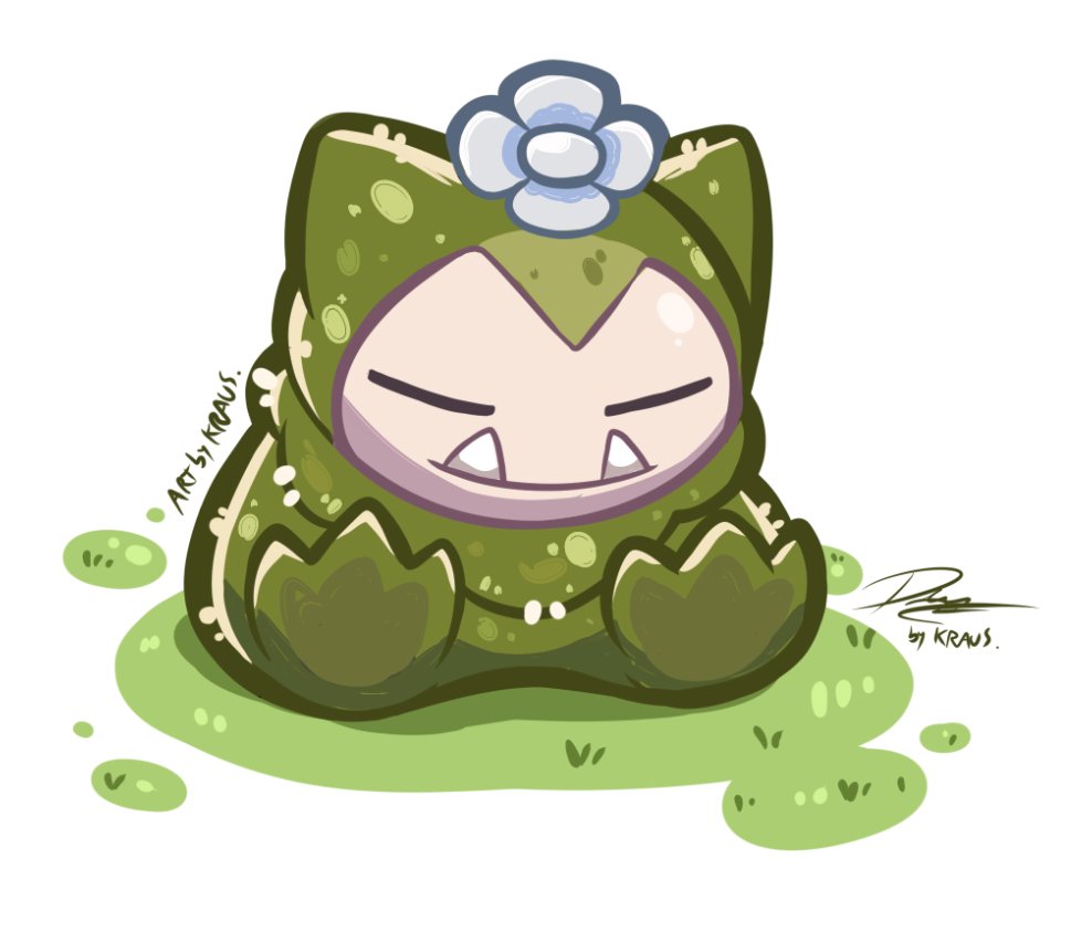 alternate_form, chibi, closed_eyes, closed_mouth, fangs, flower, full_body, glasses