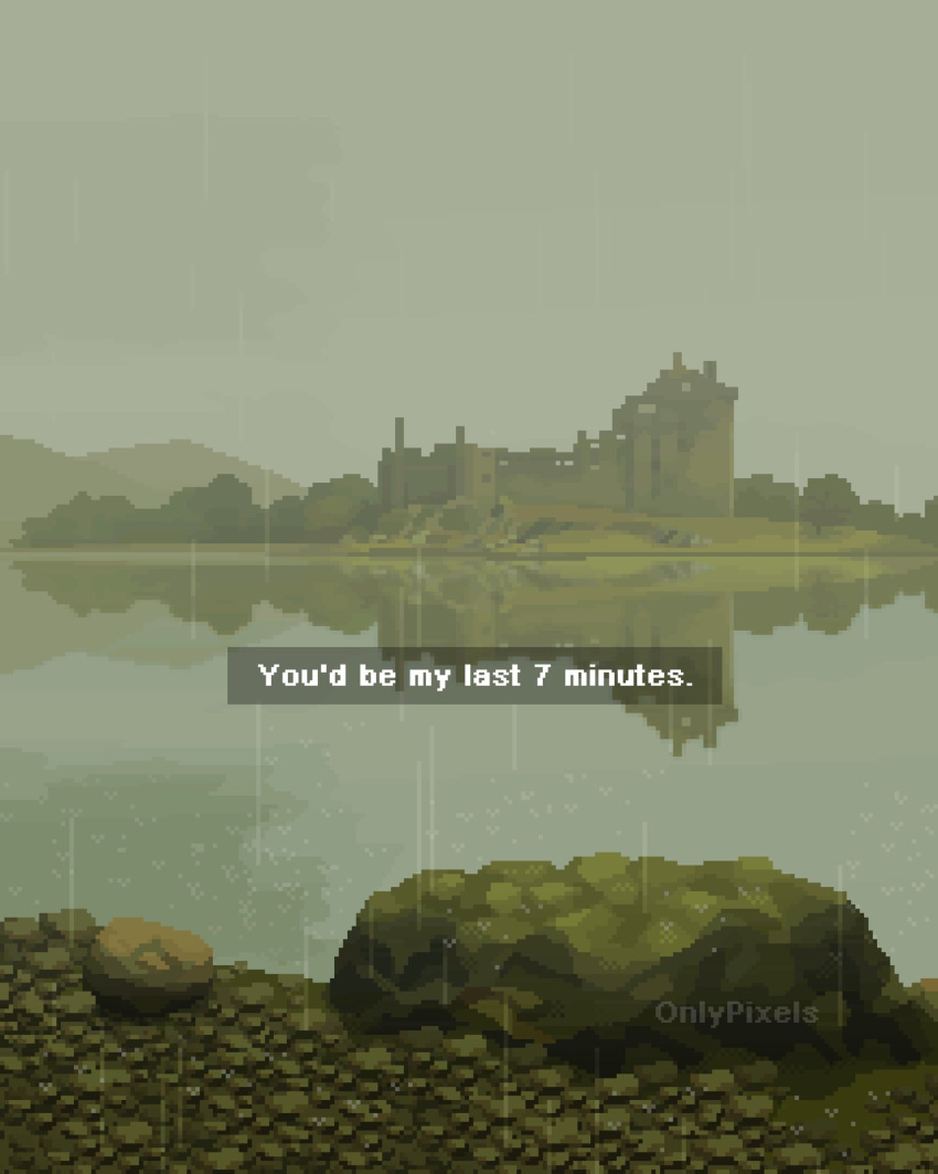 castle, day, english_text, forest, green_theme, hashtag-only_commentary, highres, island