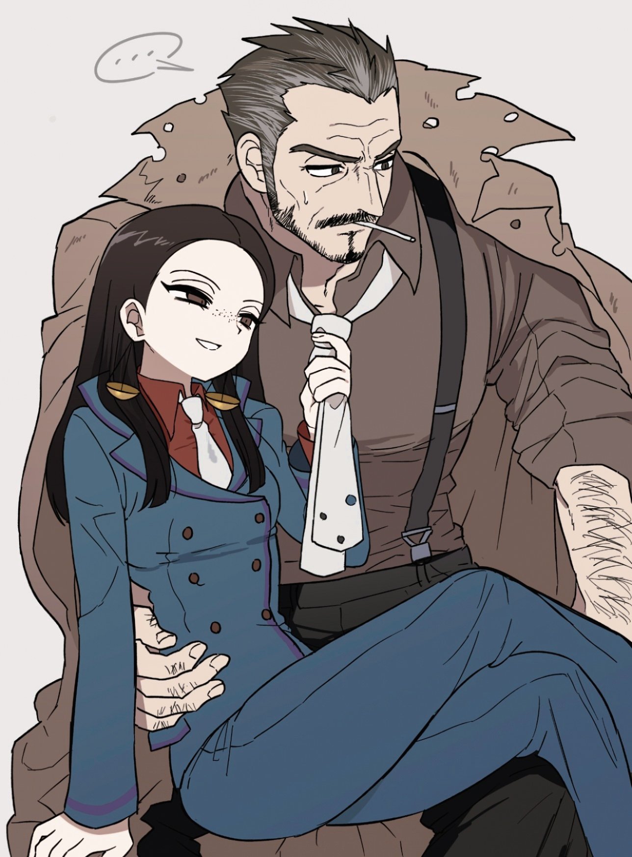 ..., 1boy, 1girl, ace_attorney, ace_attorney_investigations, ace_attorney_investigations:_miles_edgeworth, arm_hair, black_eyes
