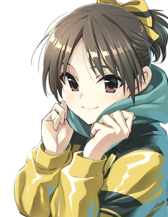 1girl, bow, brown_eyes, brown_hair, commentary, eyebrows_hidden_by_hair, fujimaru_(bluebrand), go!_go!_nippon!