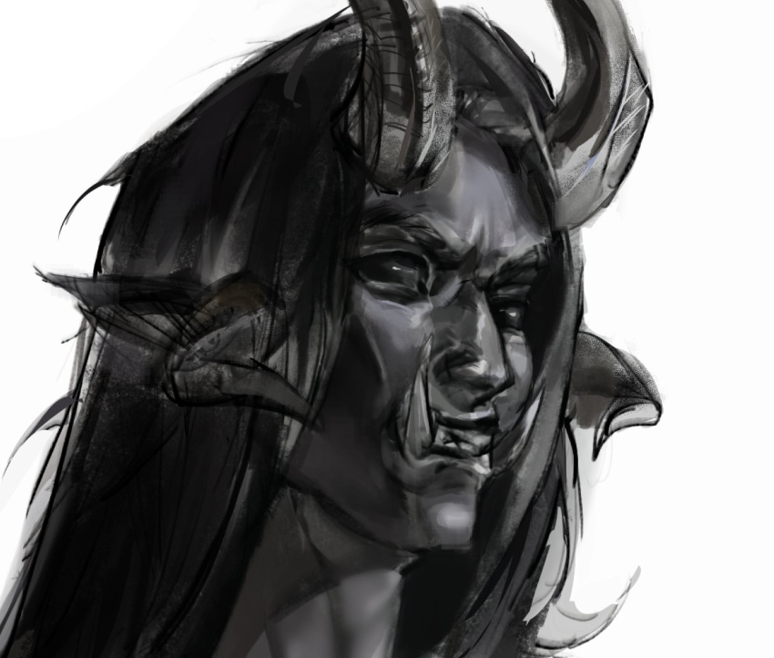 1boy, aegyo_sal, black_eyes, dark-skinned_male, dark_skin, demon_boy, demon_horns, ellieaedon