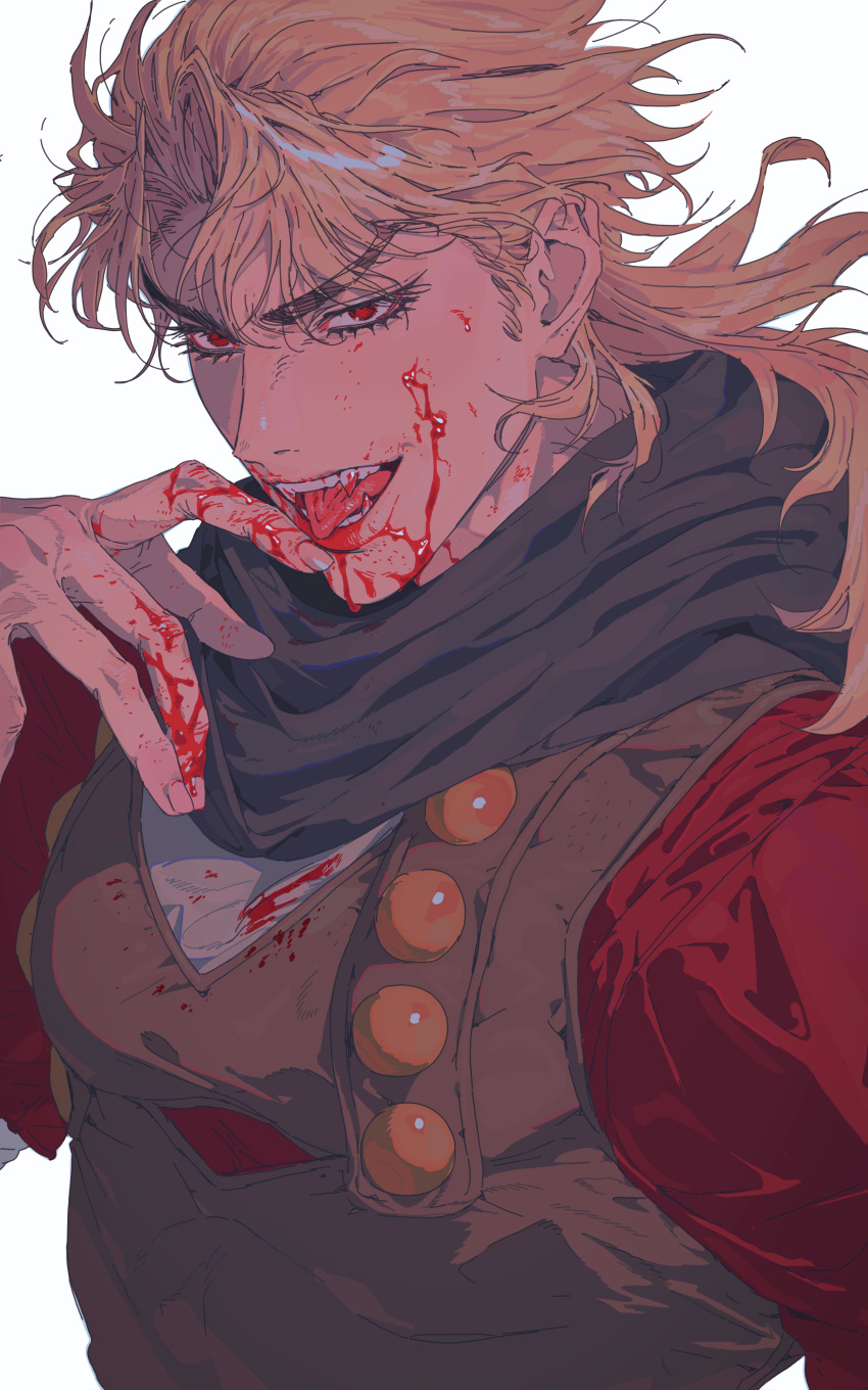 1boy, absurdres, blonde_hair, blood, blood_on_clothes, blood_on_face, blood_on_hands, dangsineun_meotjyeo!