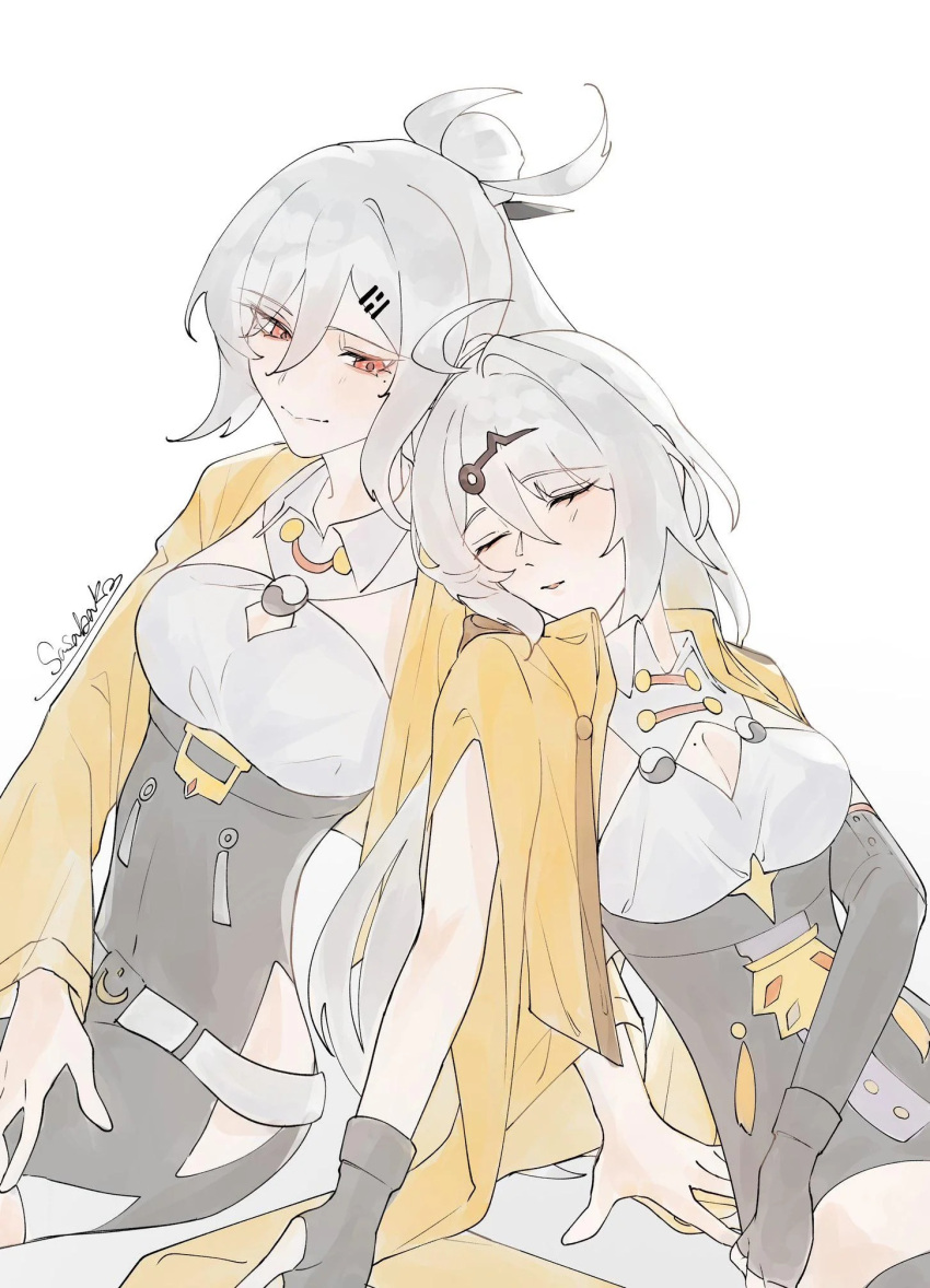 long_hair, multiple_girls, resting, siblings, sisters, sleeping, yi_jiang_(zenless_zone_zero), yi_xuan_(zenless_zone_zero), yijiang_(zenless_zone_zero), yixuan_(zenless_zone_zero), zenless_zone_zero