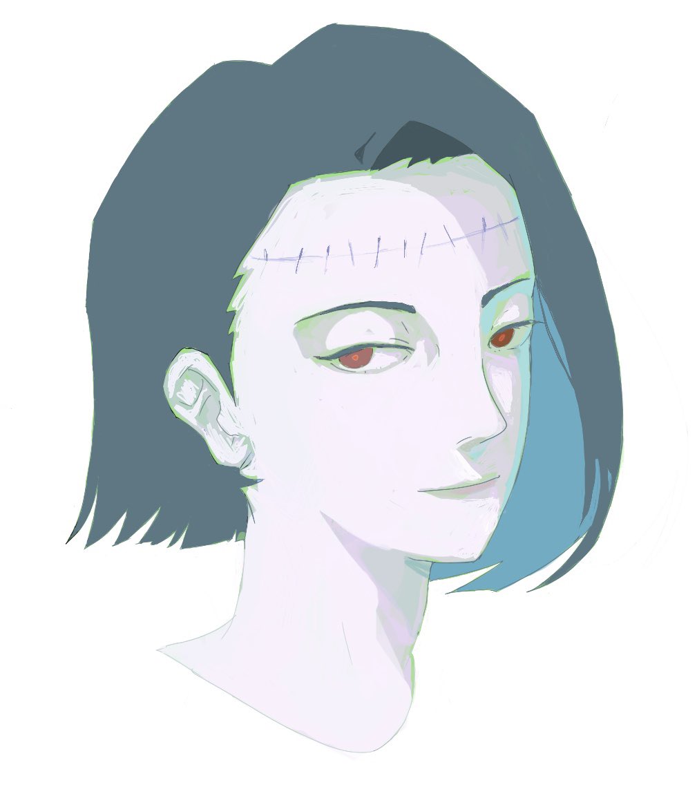 1girl, black_hair, bob_cut, breasts, itadori_kaori, jujutsu_kaisen, kenjaku, koha_dasuima