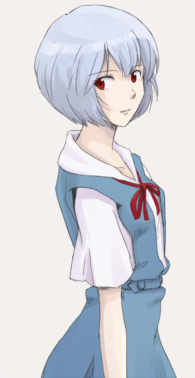 ayanami_rei, blue_hair, gaju, jpeg_artifacts, neon_genesis_evangelion, red_eyes, school_uniform, short_hair