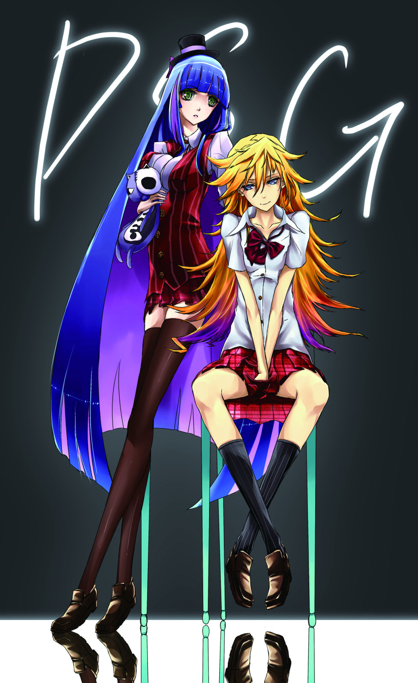 absurdres, highres, litlicha, multiple_girls, panty_&amp;_stocking_with_garterbelt, panty_(character), panty_(psg), stocking_(character)