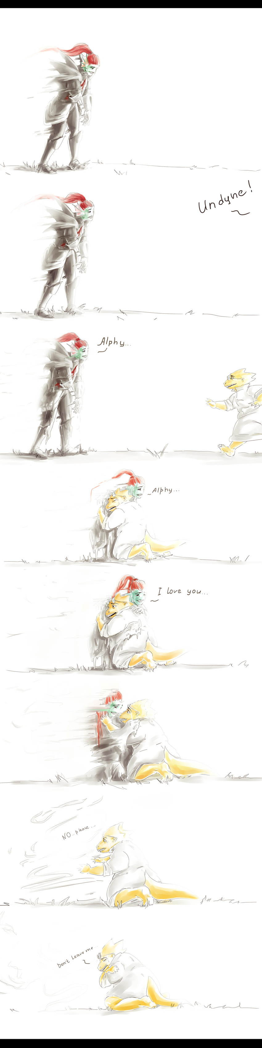 2017, 2d, 2girls, 6+koma, alphys, alternate_form, anthro, armor