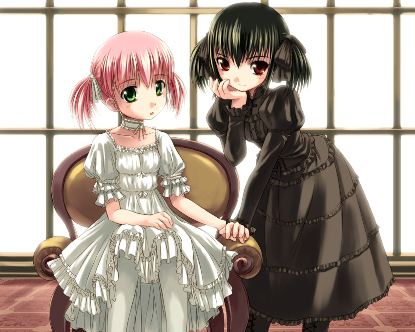 2girls, askray, dress, lolita_fashion, moe_(character), original, tagme, yue