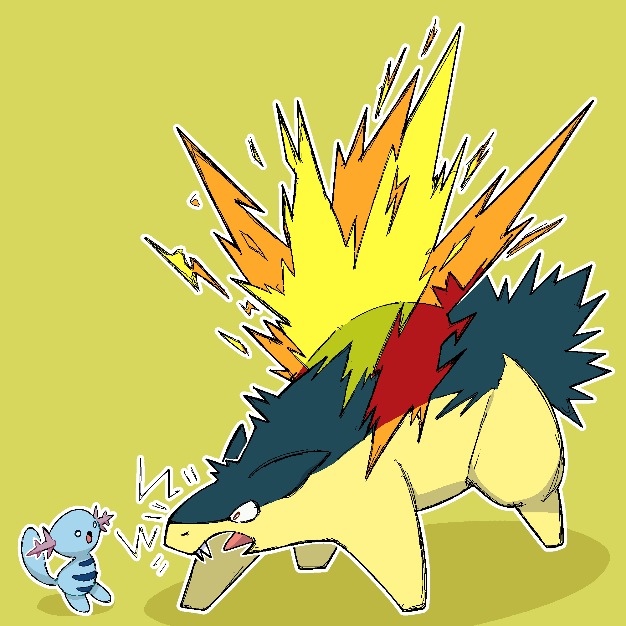 :o, all_fours, commentary, english_commentary, highres, looking_at_another, no_humans, open_mouth