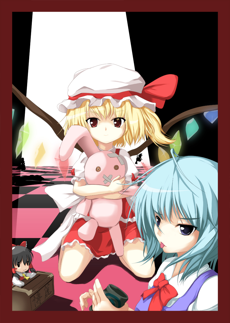 ahoge, alice_margatroid, black_hair, blonde_hair, blue_eyes, blue_hair, border, bow