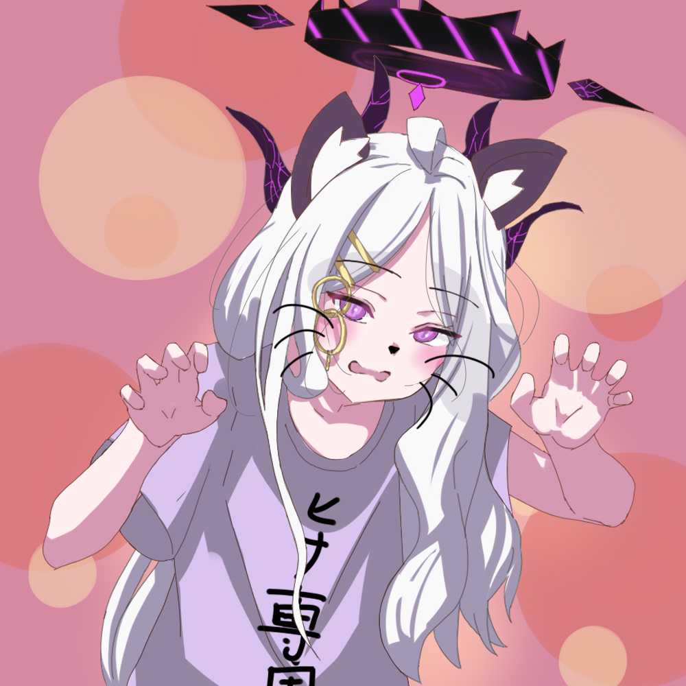 1girl, ahoge, black_halo, blue_archive, blush, breasts, dabuman, demon_girl