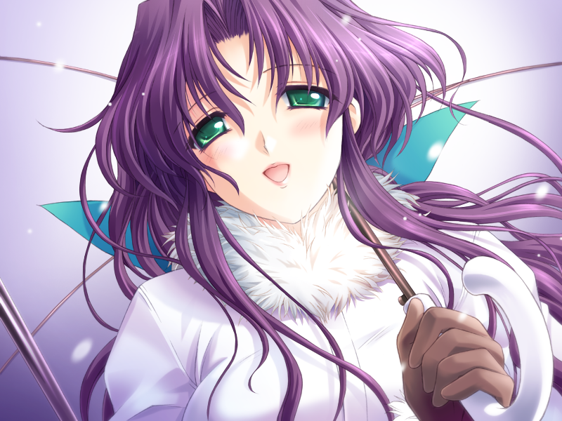 1girl, ahoge, aoi_sakura_(tsuma_shibori), blush, breasts, brown_gloves, coat, game_cg