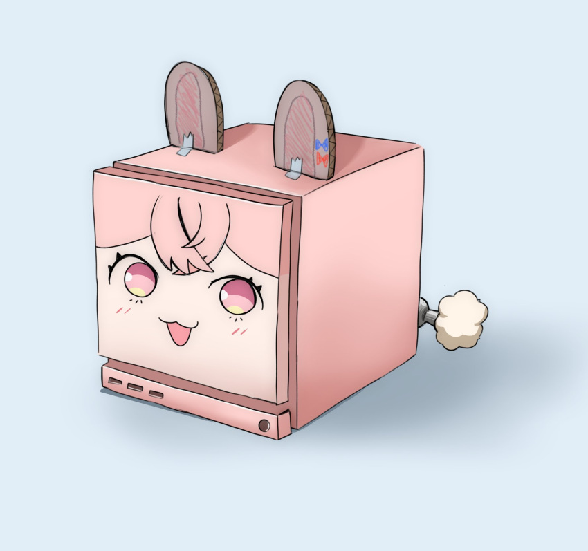 animal_ears, cardboard, character_print, computer, cube, fake_animal_ears, h@nk, highres