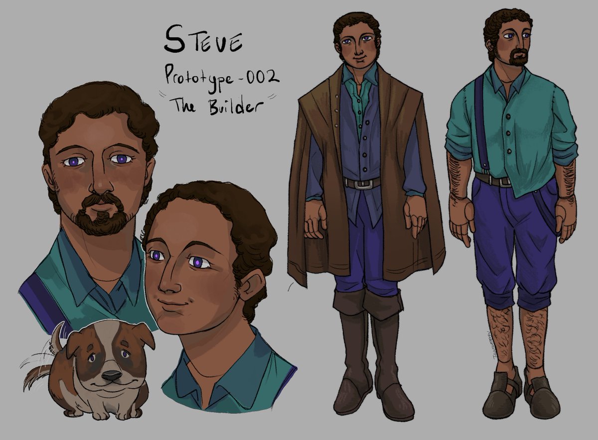 1other, aqua_shirt, arm_hair, beard, blue_eyes, blue_shorts, boots, brown_coat