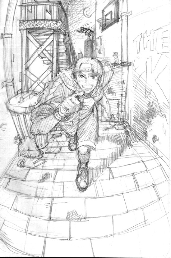1boy, ankle_socks, archived_source, artist_request, back_alley, backwards_hat, baseball_cap, basketball_hoop