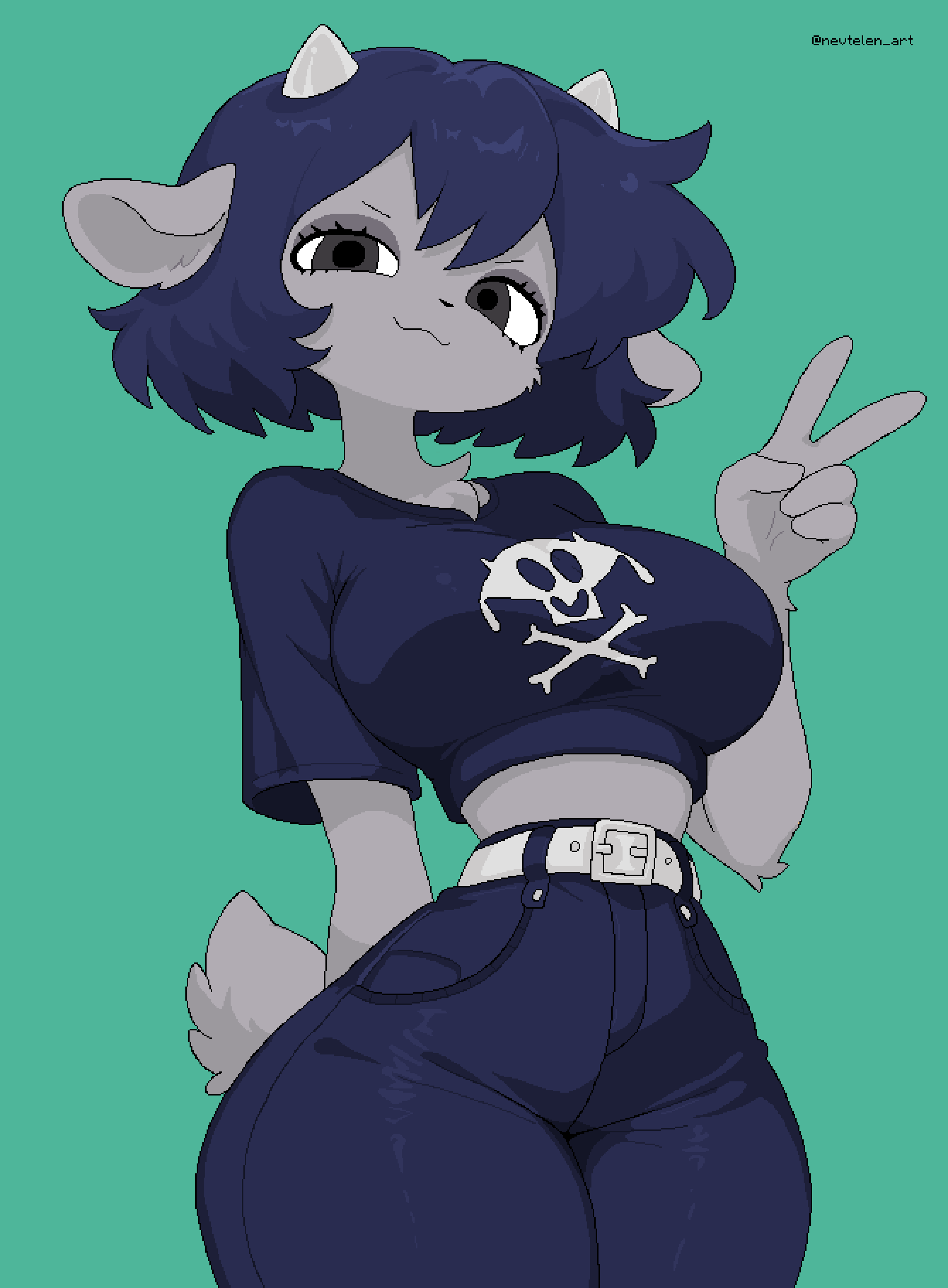 1girl, absurdres, animal_ears, animal_nose, belt, black_eyes, black_hair, breasts