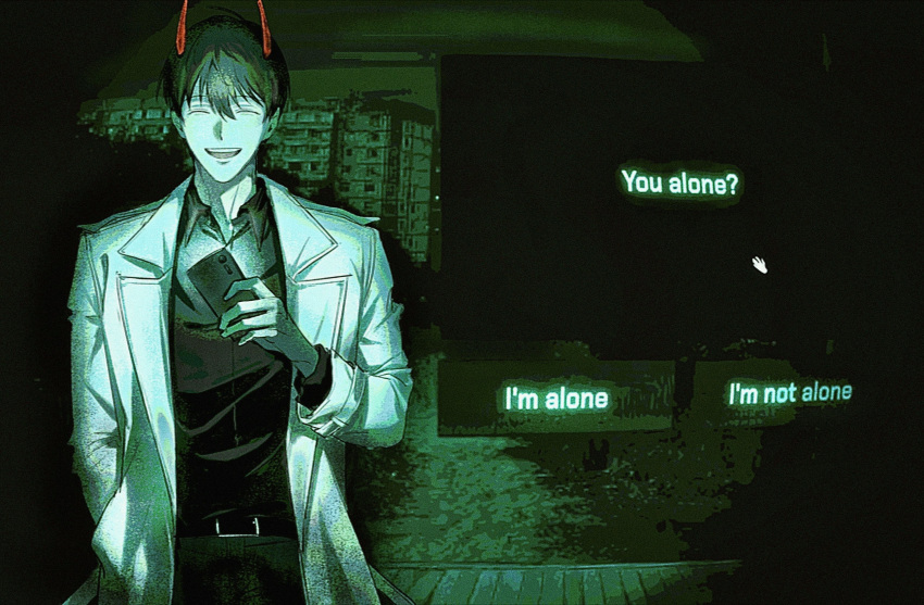 1boy, absurdres, belt, black_hair, black_shirt, closed_eyes, coat, collared_shirt