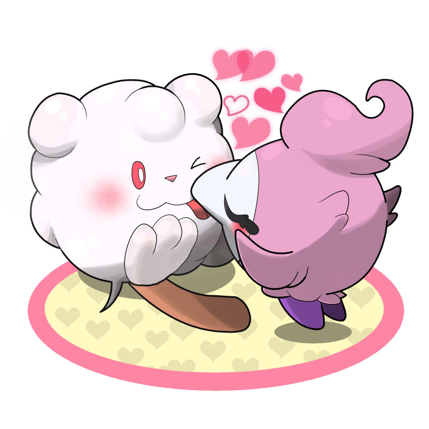 >_o, closed_eyes, commentary_request, draining_kiss_(pokemon), eyelashes, heart, highres, mimizurain