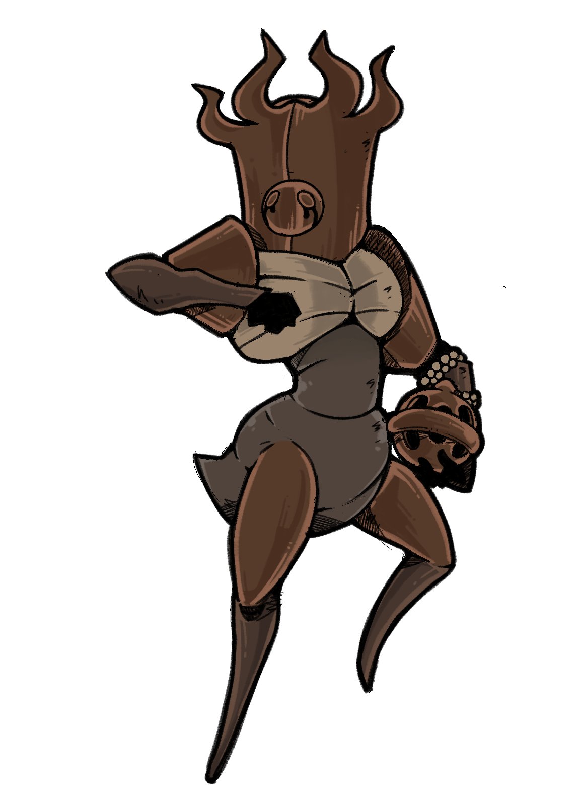 1girl, armor, clenched_hand, commentary, english_commentary, full_body, hand_on_own_chest, hatching_(texture)