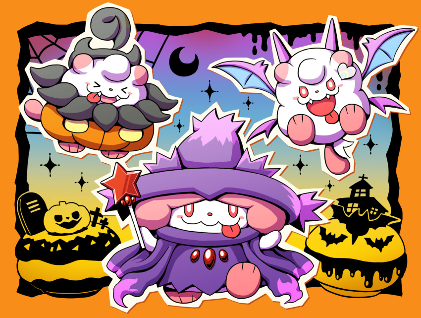 >_<, bat_(animal), blush, blush_stickers, border, building, closed_eyes, clothed_pokemon