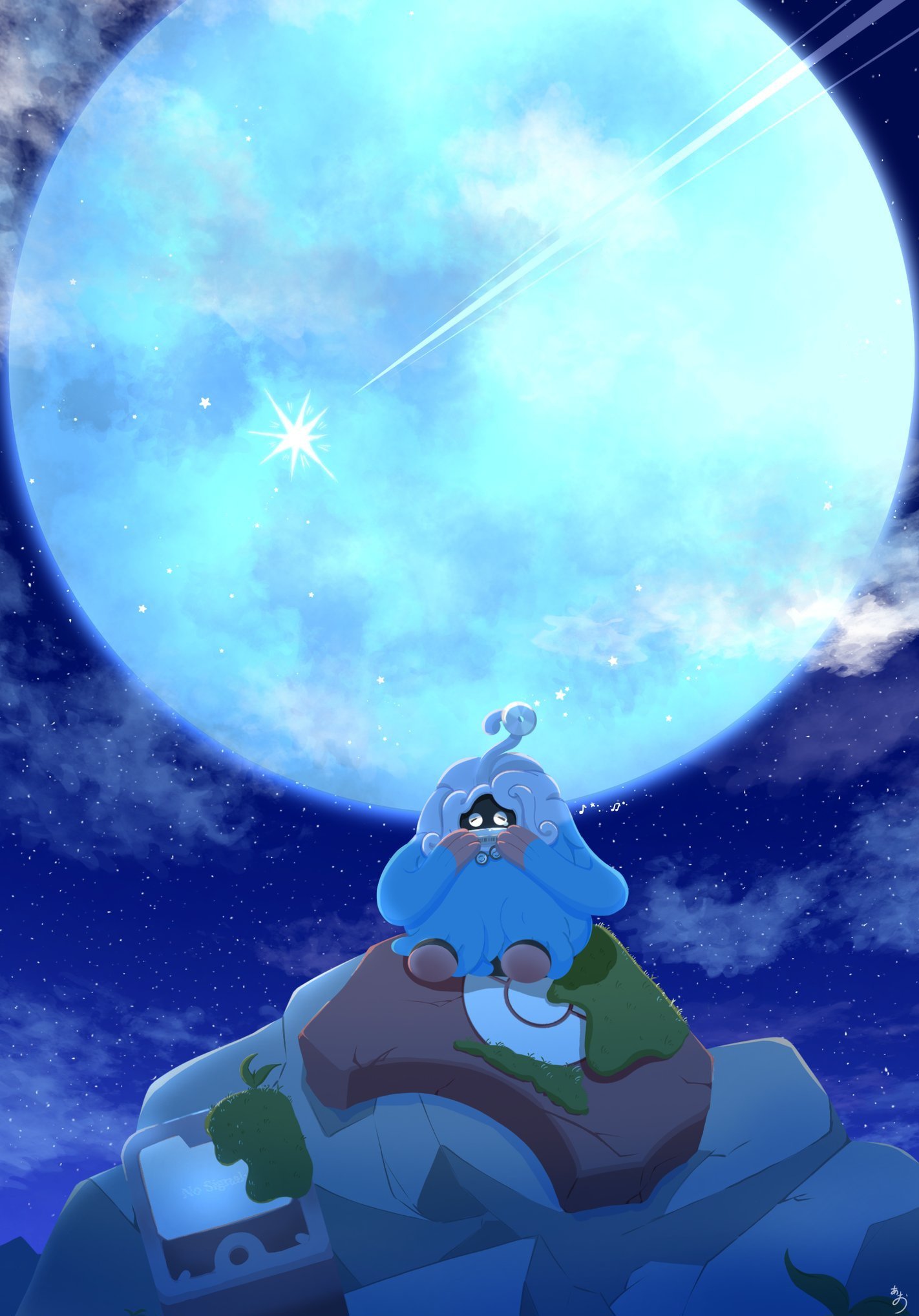 broken_eyewear, crack, disc, full_body, glasses, highres, holding, moon