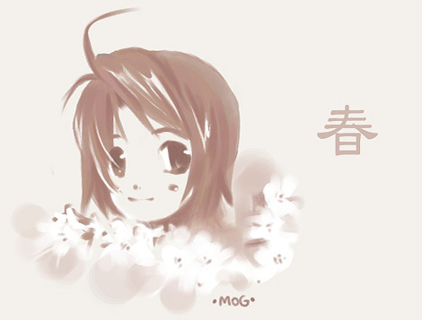 1girl, antenna_hair, archived_source, bad_link, blush, brown_background, brown_theme, closed_mouth
