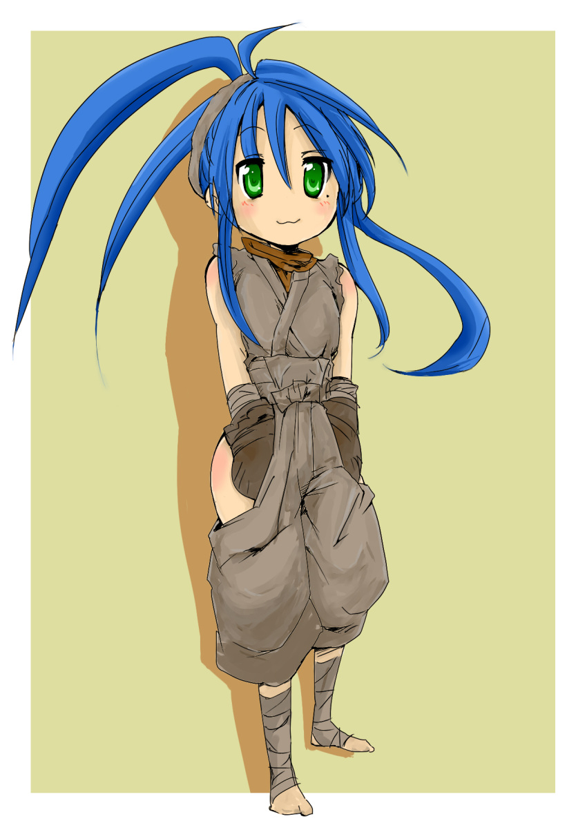 blue_hair, cosplay, green_eyes, highres, ibuki, ibuki_(cosplay), izumi_konata, lucky_star