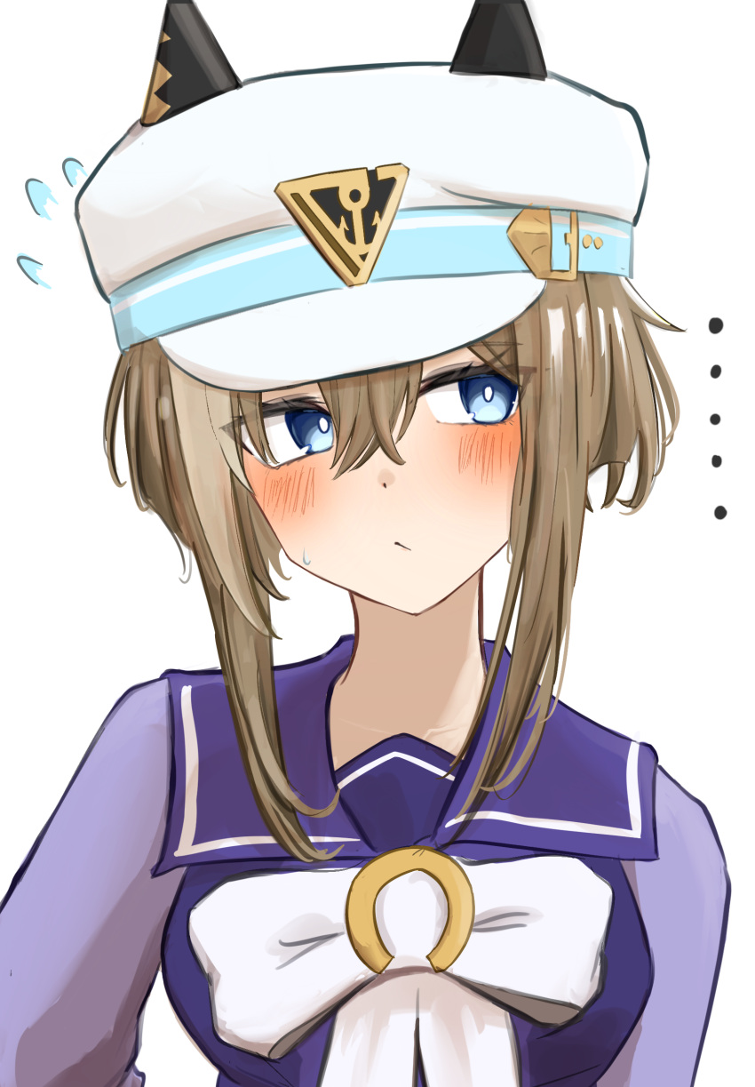 1girl, blue_eyes, blush, bow, brown_hair, cheval_grand_(umamusume), closed_mouth, disfiro03