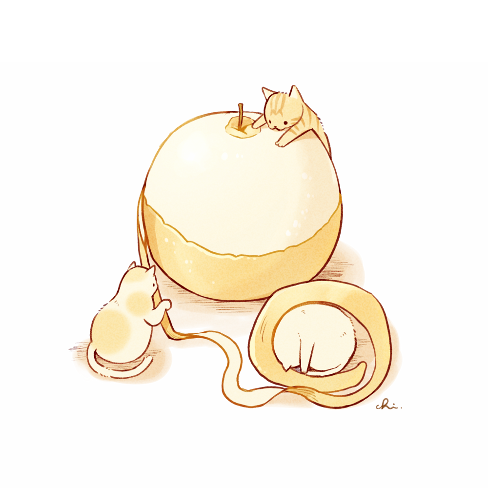 cat, chai_(drawingchisanne), nashi_pear, original, shadow, signature, spots, striped_fur