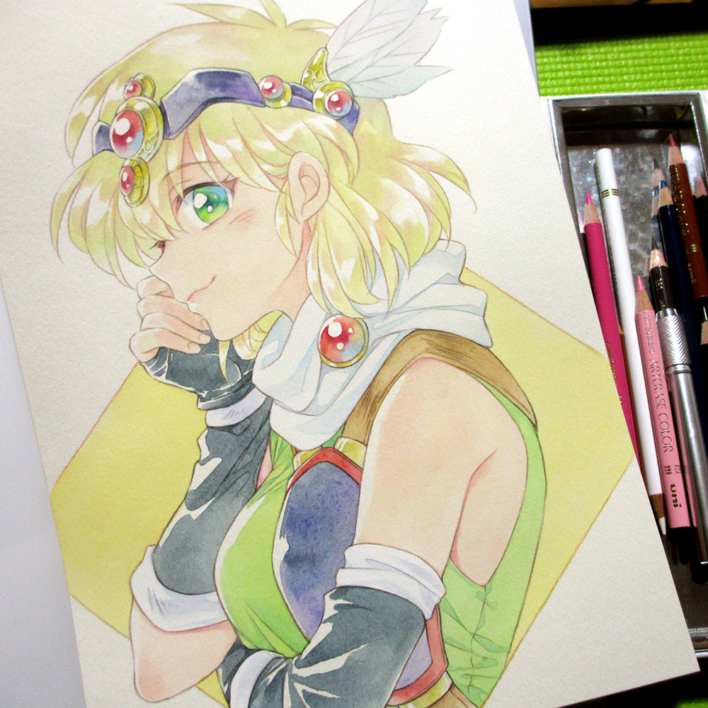 1girl, agahari, armor, black_gloves, blonde_hair, breasts, circlet, closed_mouth