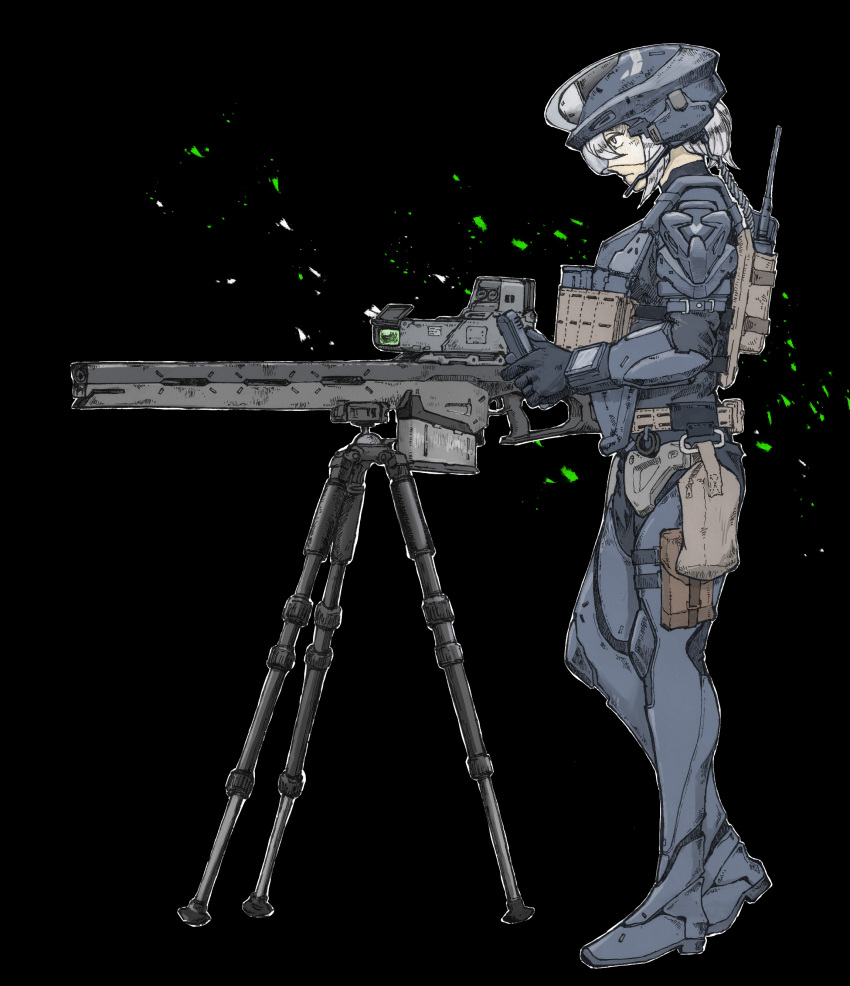 absurdres, armor, armored_bodysuit, black_background, bodysuit, closed_mouth, combat_helmet, english_commentary