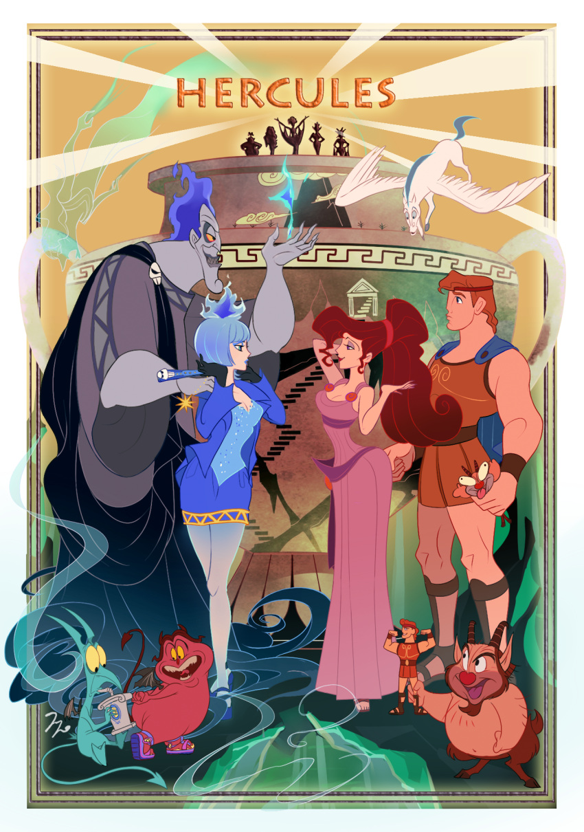 ancient_greek_clothes, blue_eyes, brown_hair, calliope_(disney), clio_(disney), disneyland, dress, eyeshadow